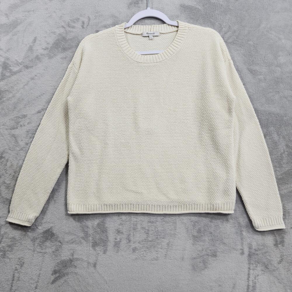 Madewell Sweater Womens M Cream Chunky Knit Crew Neck Long Sleeve Pullover
